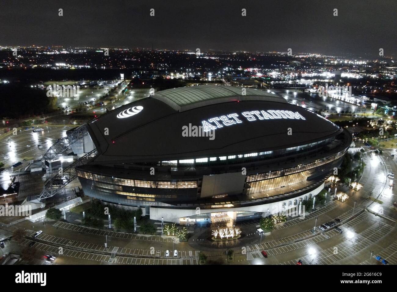 An aerial view of AT&T Stadium, Friday, Jan. 1, 2021, in Arlington, Tex ...