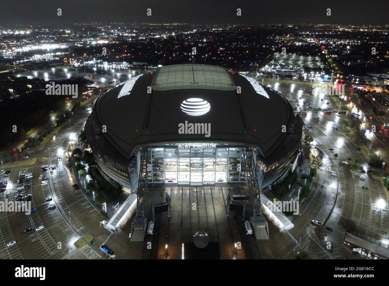 An aerial view of AT&T Stadium, Friday, Jan. 1, 2021, in Arlington, Tex ...