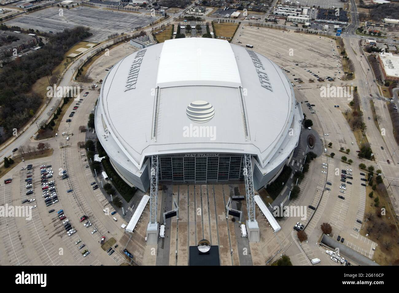 An aerial view of AT&T Stadium, Friday, Jan. 1, 2021, in Arlington, Tex ...