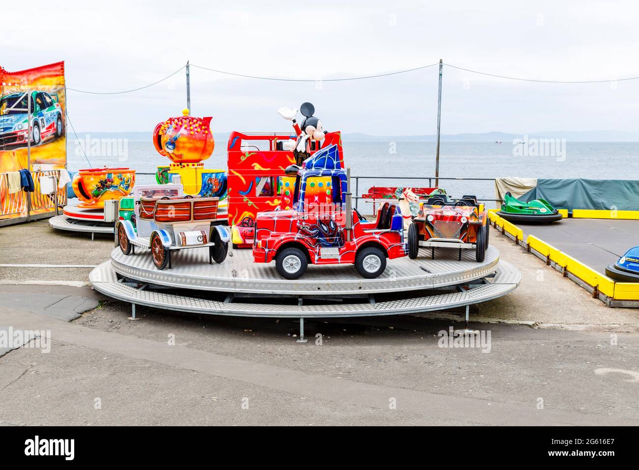 Fairground ride in the seaside town of Largs, North Ayrshire, Scotland, UK Stock Photo