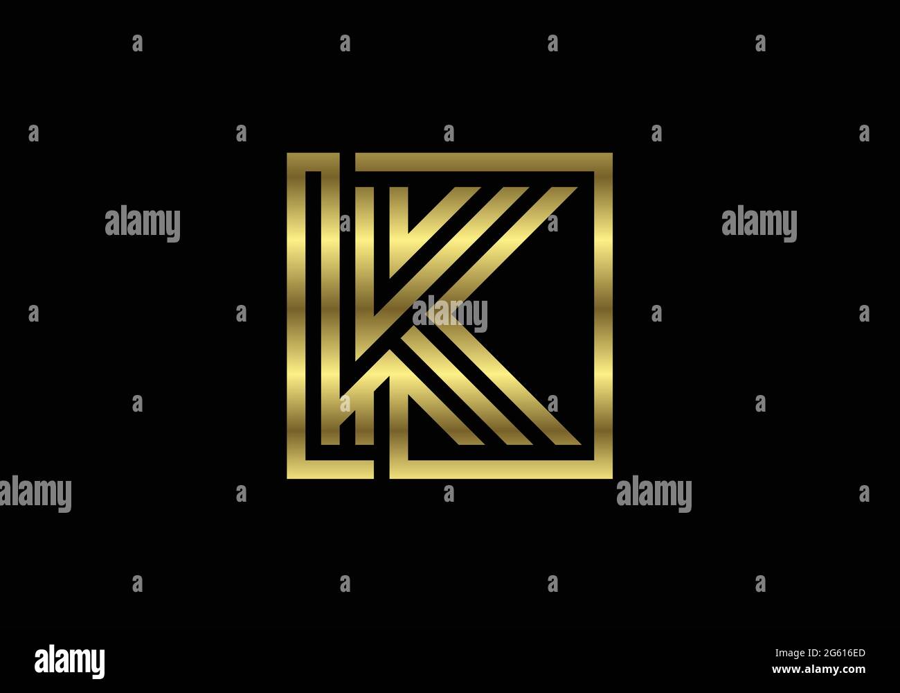 Golden Capital Lines Letter K. Creative Line Letters Design, Graphic ...