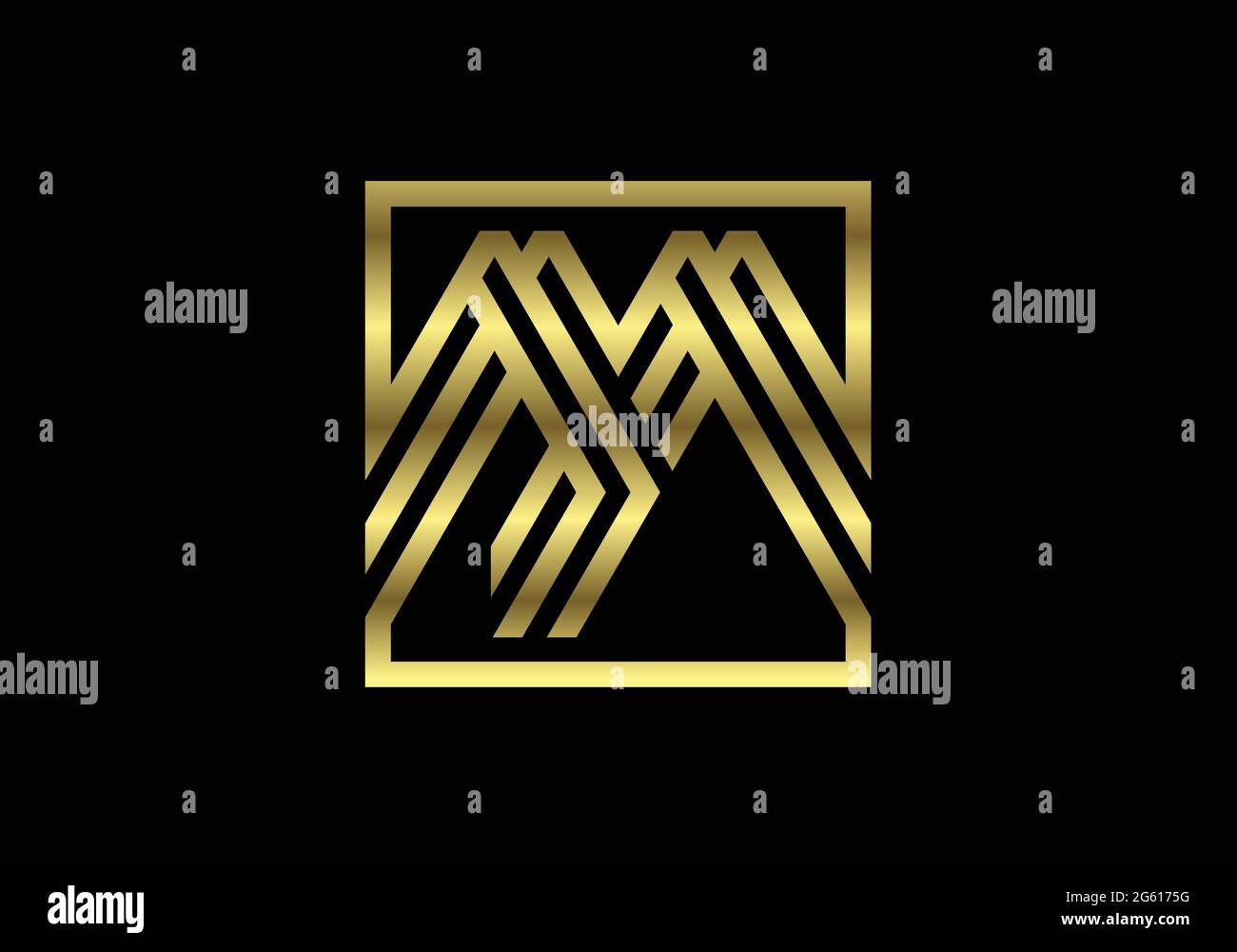 Golden Capital Lines Letter M. Creative Line Letters Design, Graphic ...