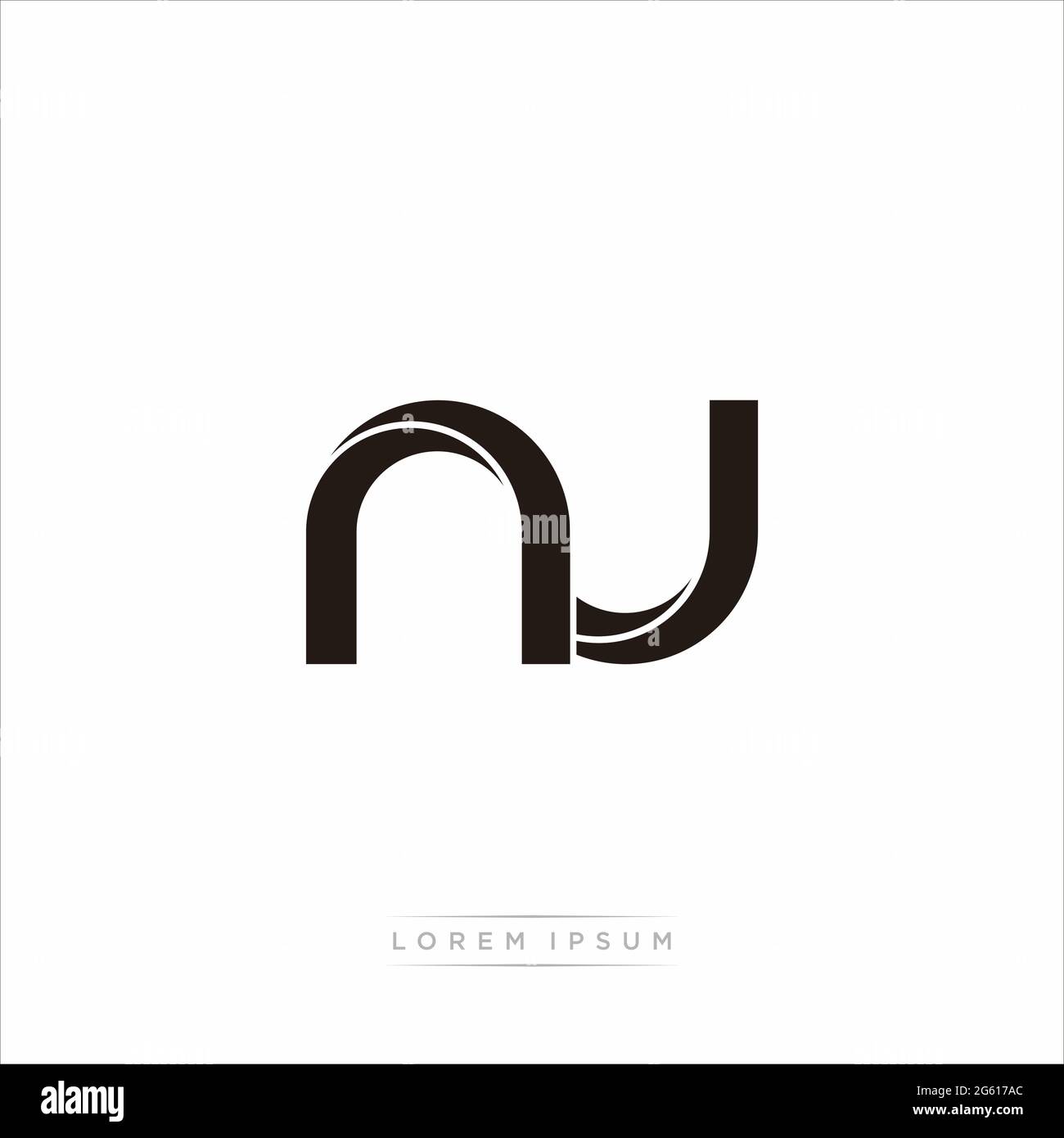 Initial Letter Split Lowercase Modern Monogram linked outline rounded logo isolated on white background Stock Vector