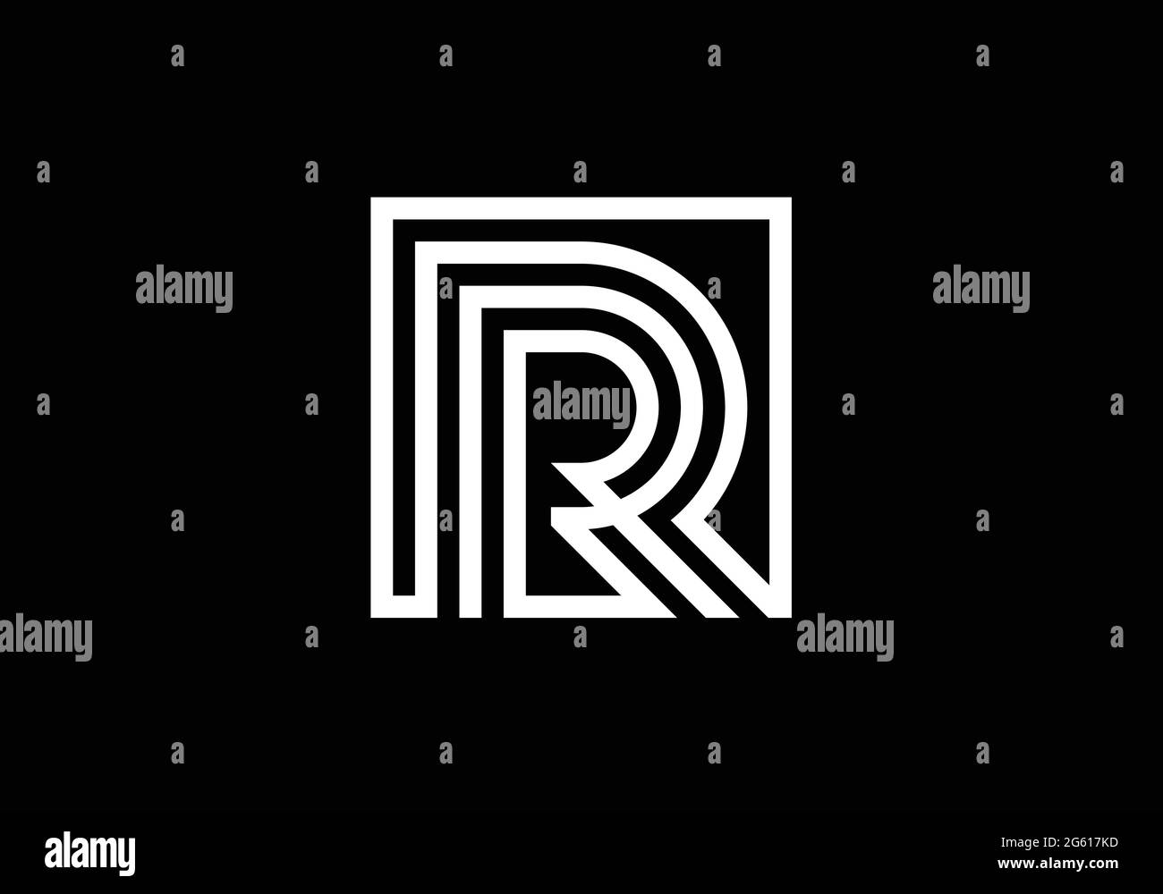 Capital Lines Letter R. Creative Line Letters Design, Graphic Alphabet
