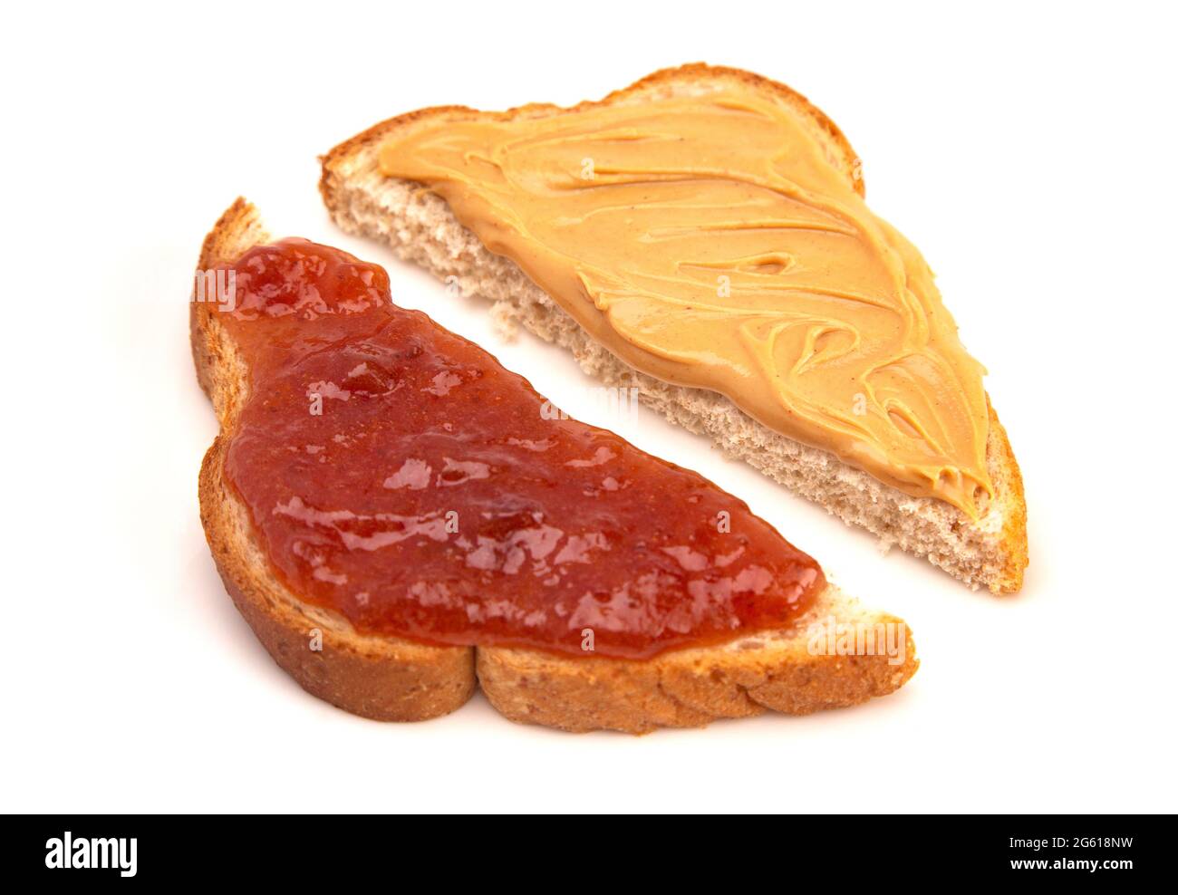 Classic Peanut Butter and Strawberry Jelly Sandwich on Wheat Bread
