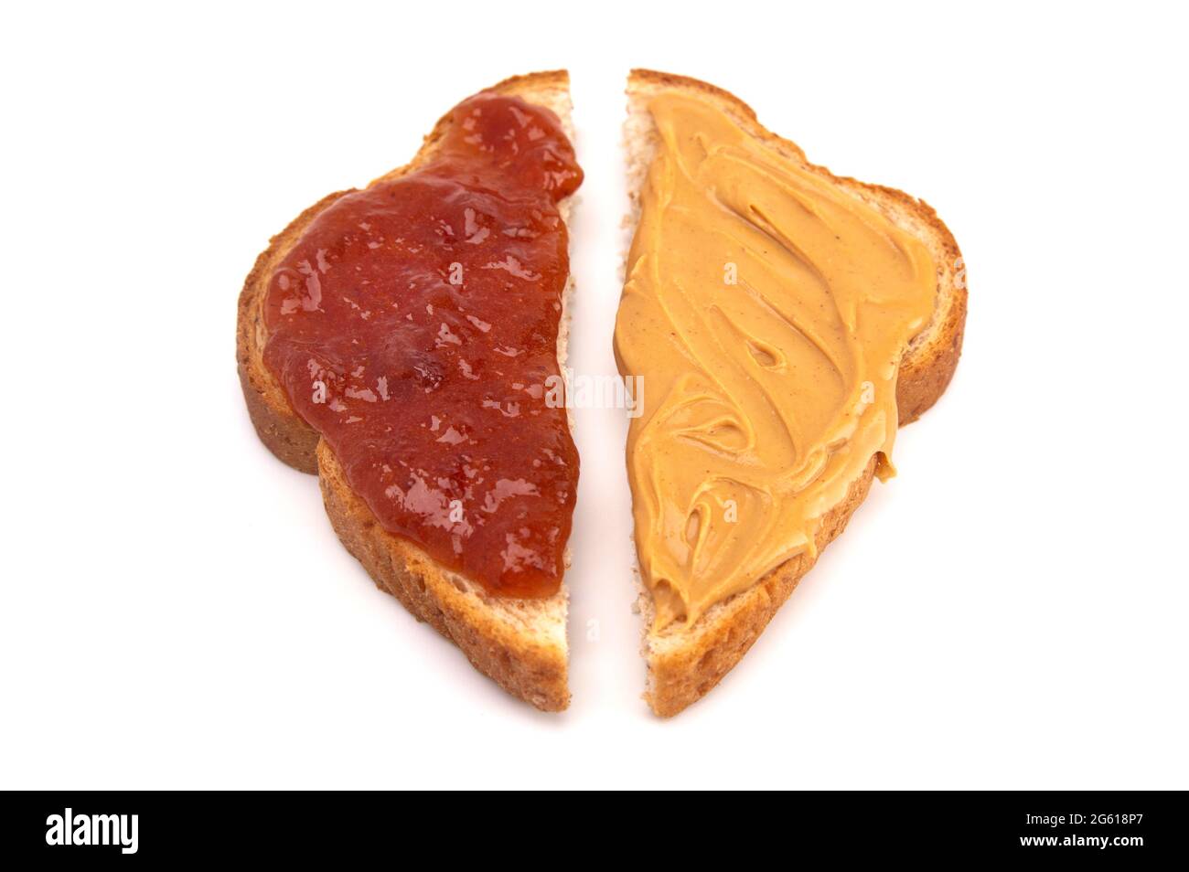 Classic Peanut Butter and Strawberry Jelly Sandwich on Wheat Bread