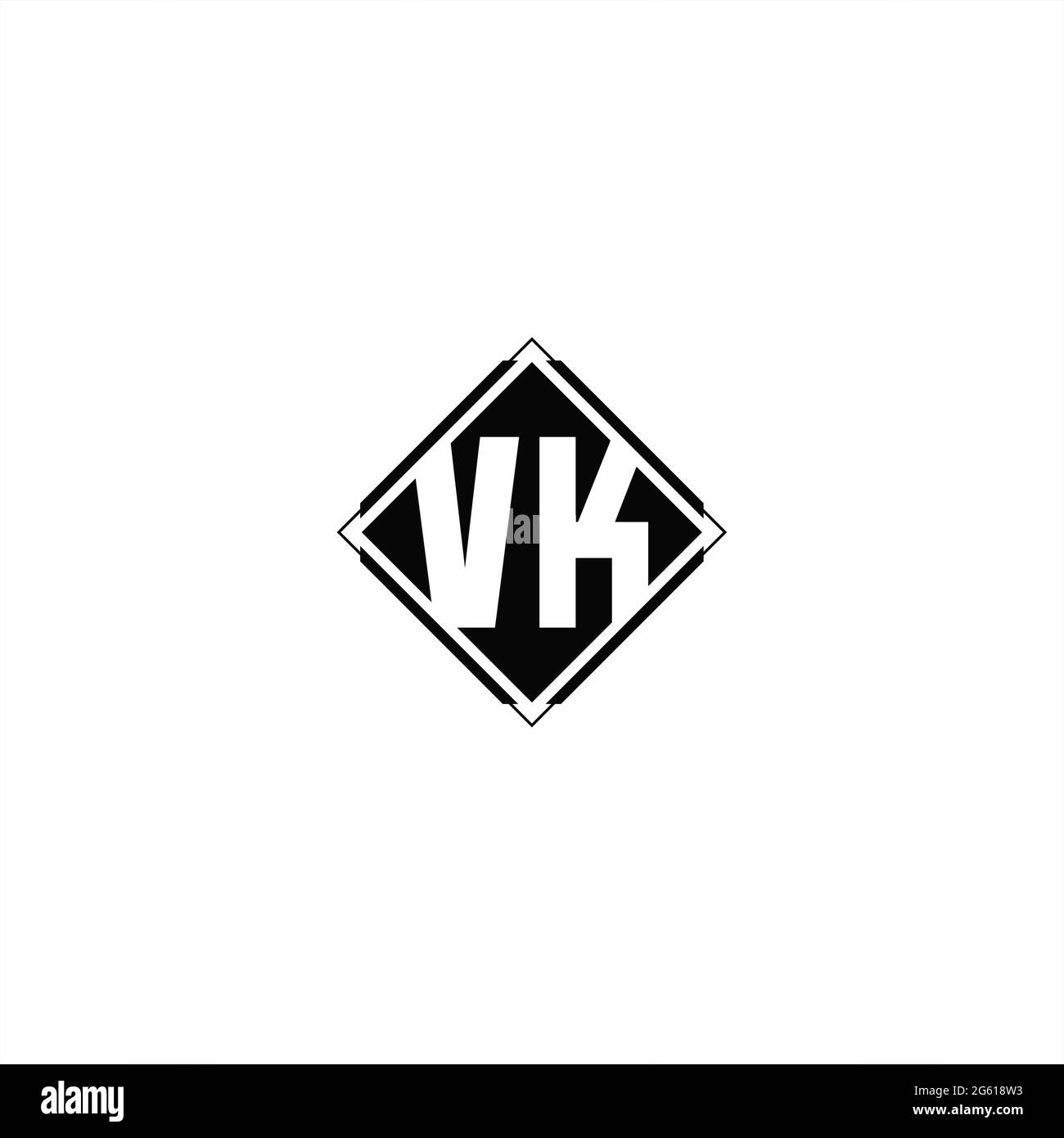 Monogram logo design with diamond square shape isolated on black colors and white background Stock Vector