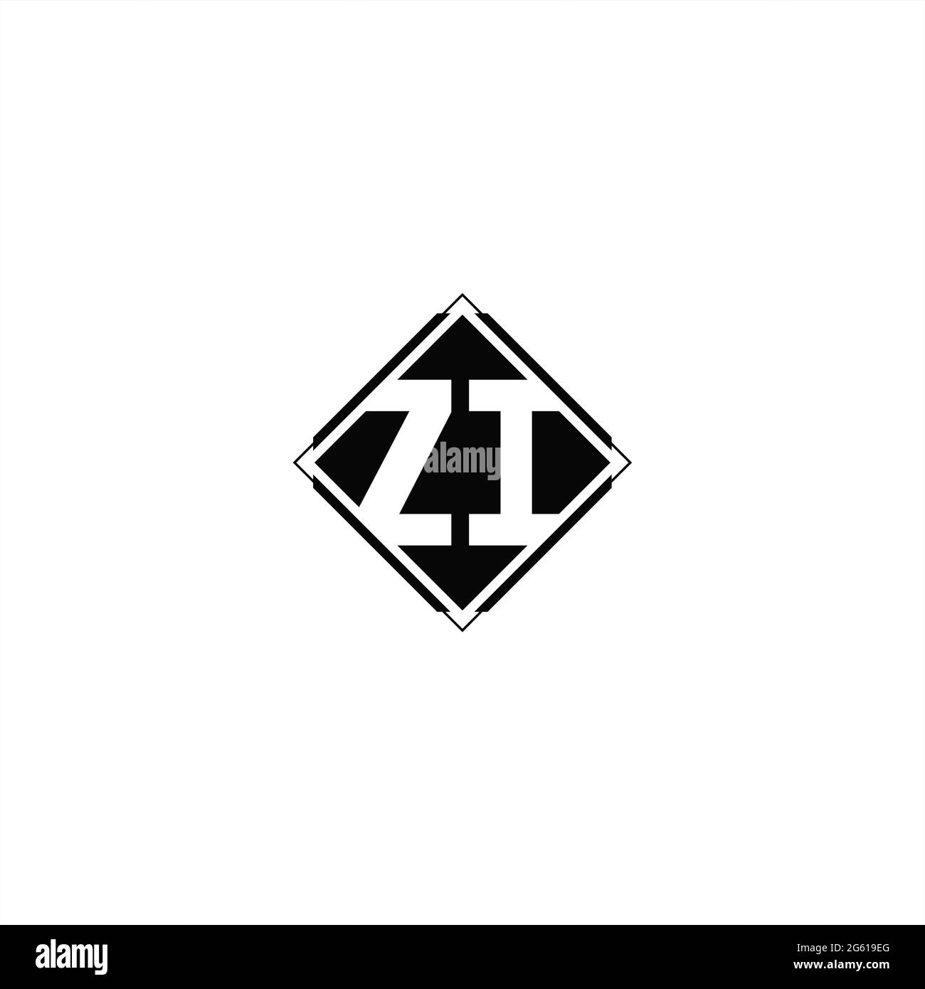 Monogram logo design with diamond square shape isolated on black colors and white background Stock Vector