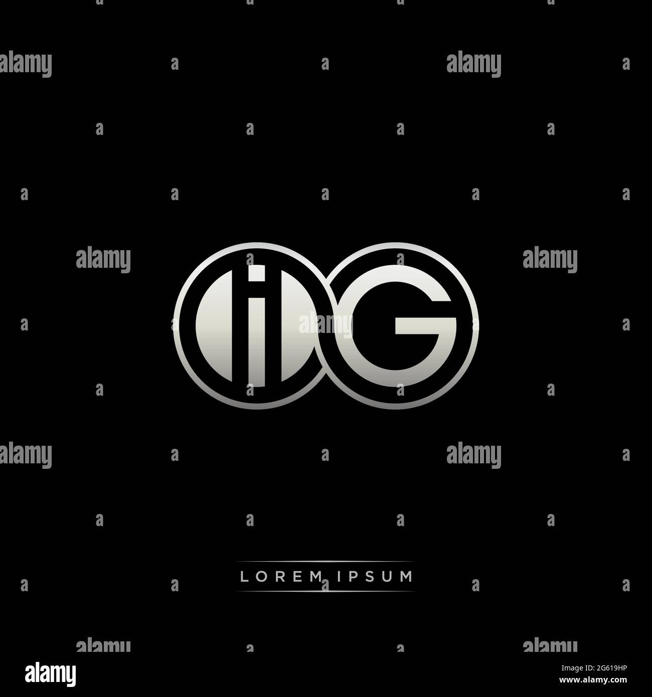 Initial letter linked circle capital monogram logo modern template gold color version isolated on black background Stock Vector