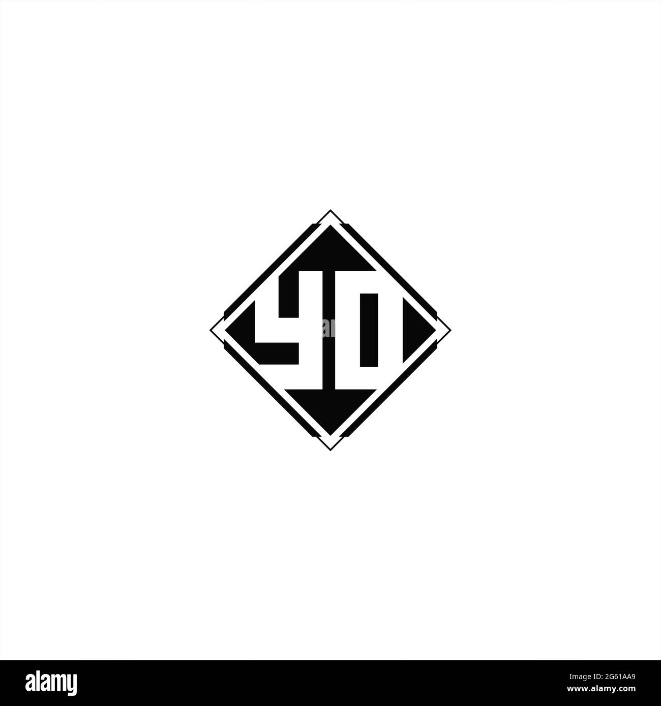 Monogram logo design with diamond square shape isolated on black colors and white background Stock Vector