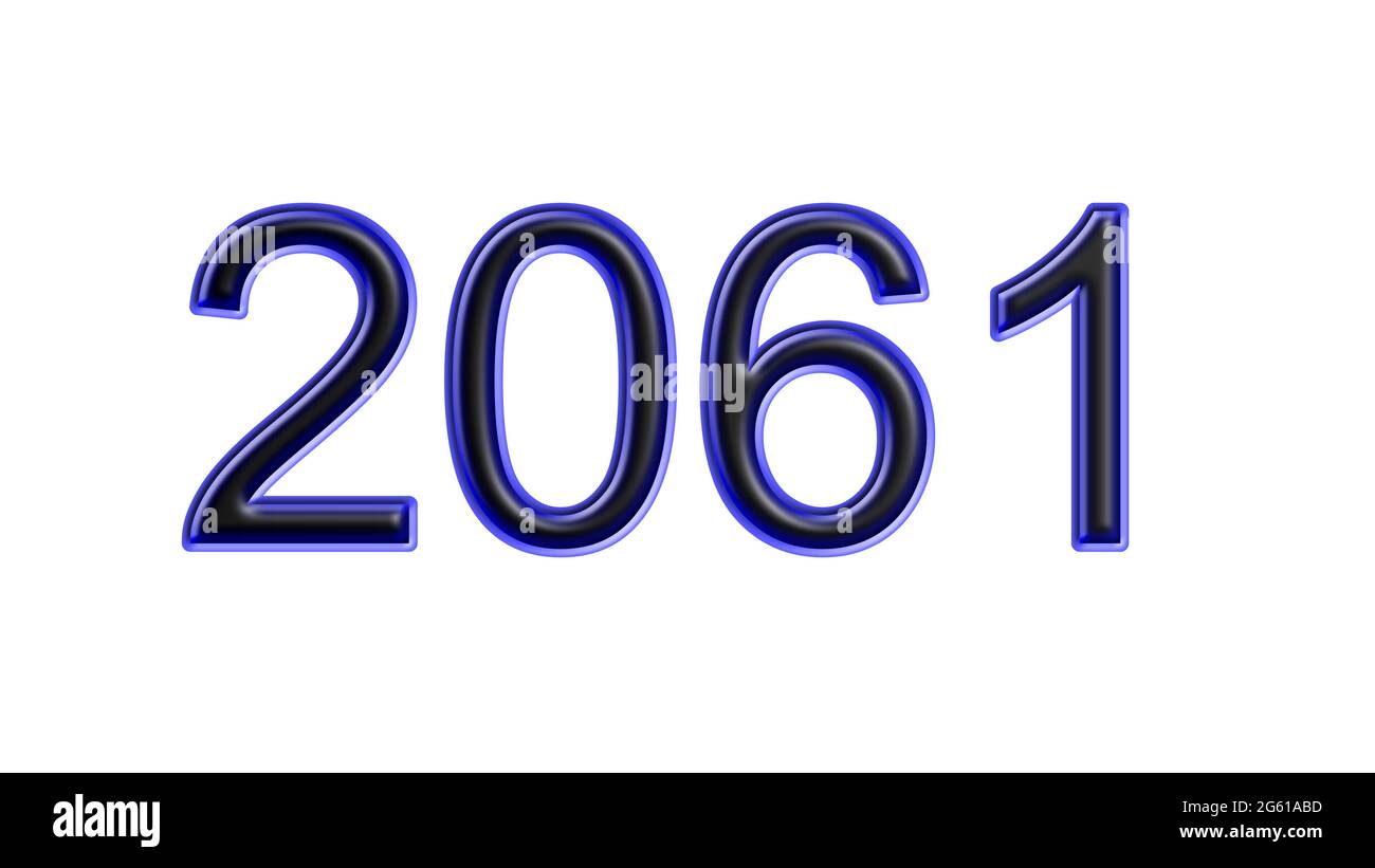 blue 2061 number 3d effect white background Stock Photo - Alamy