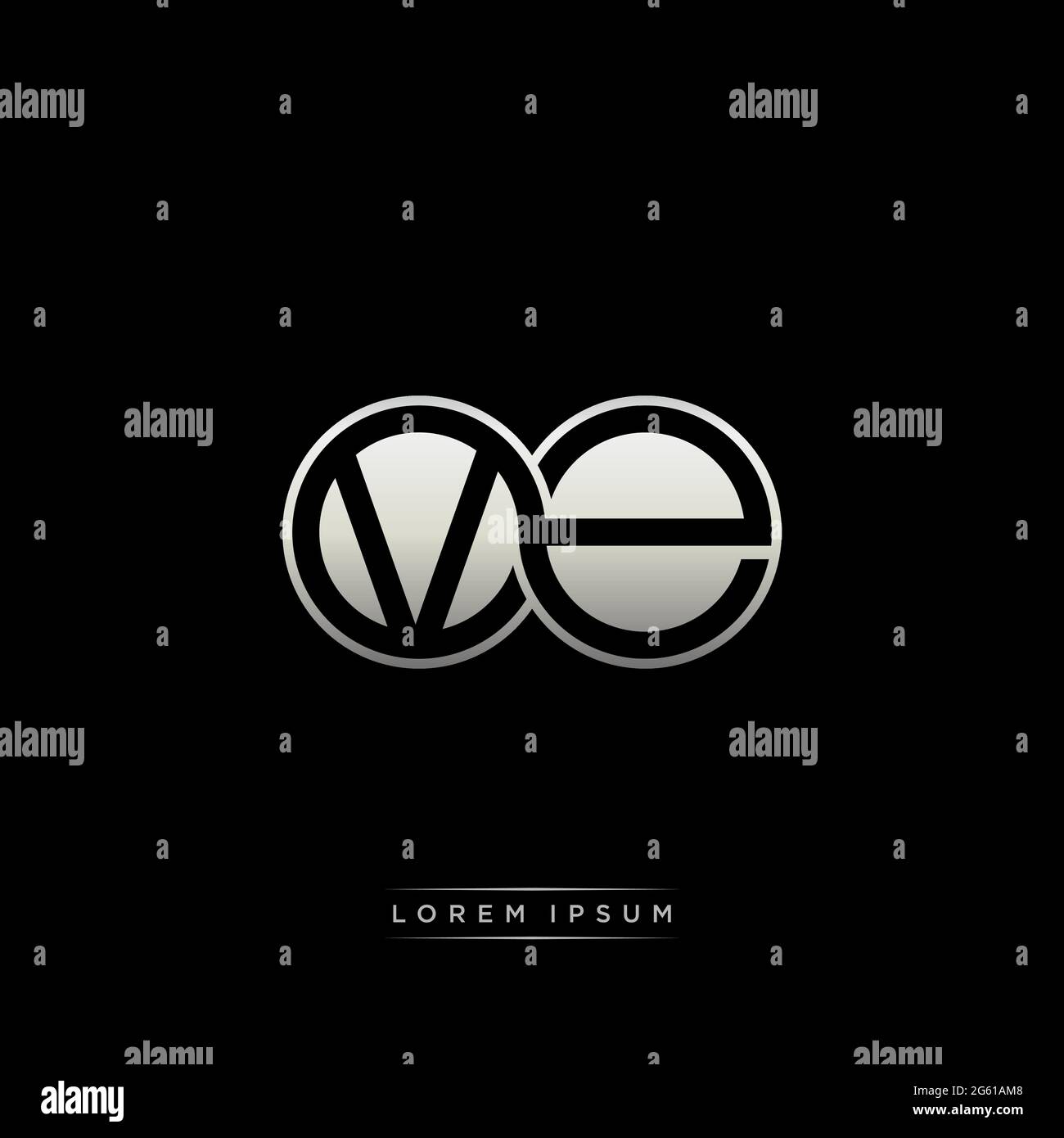 initial letter linked circle capital monogram logo modern template gold color version isolated on black background Stock Vector