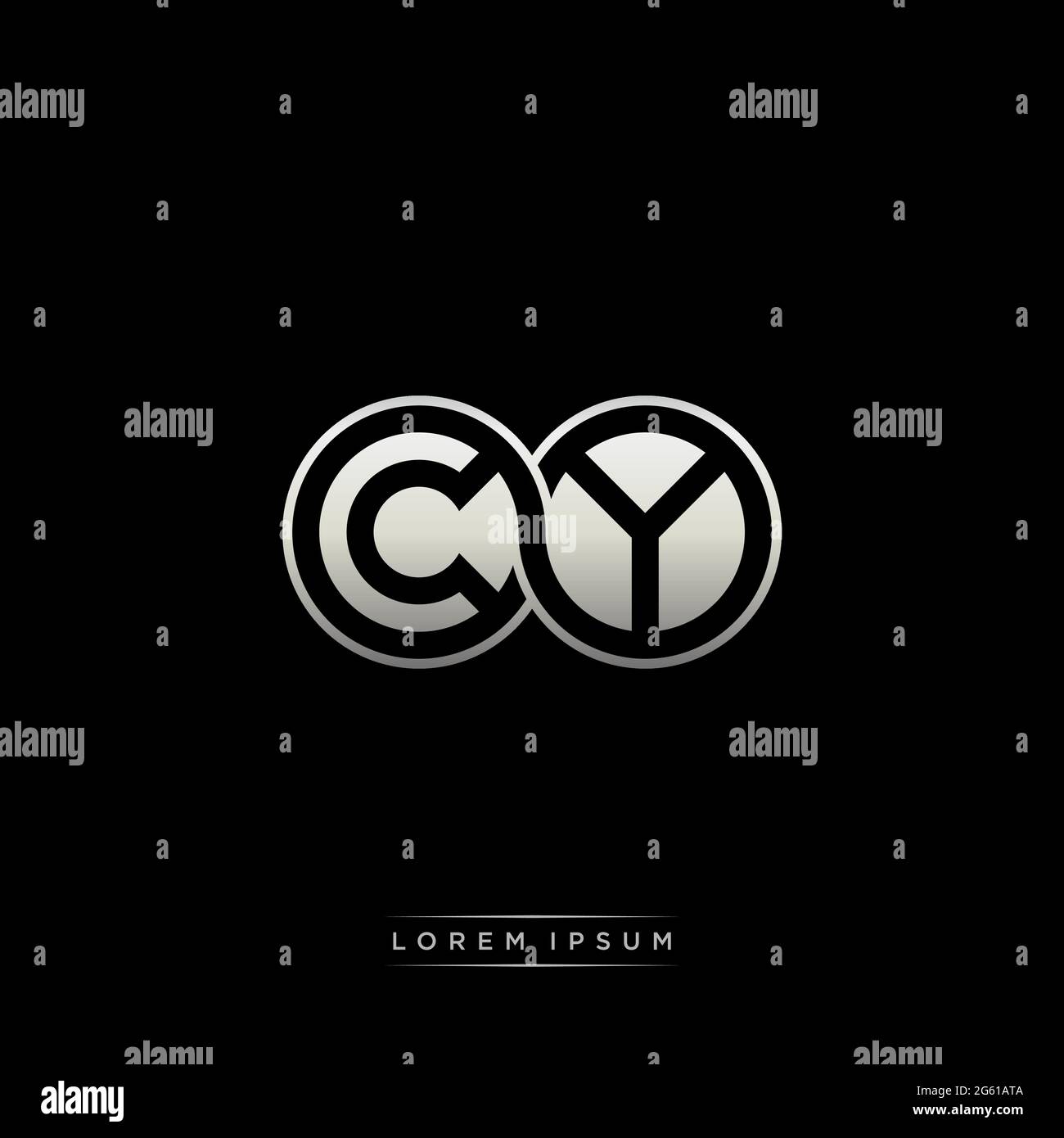 Initial letter linked circle capital monogram logo modern template gold color version isolated on black background Stock Vector