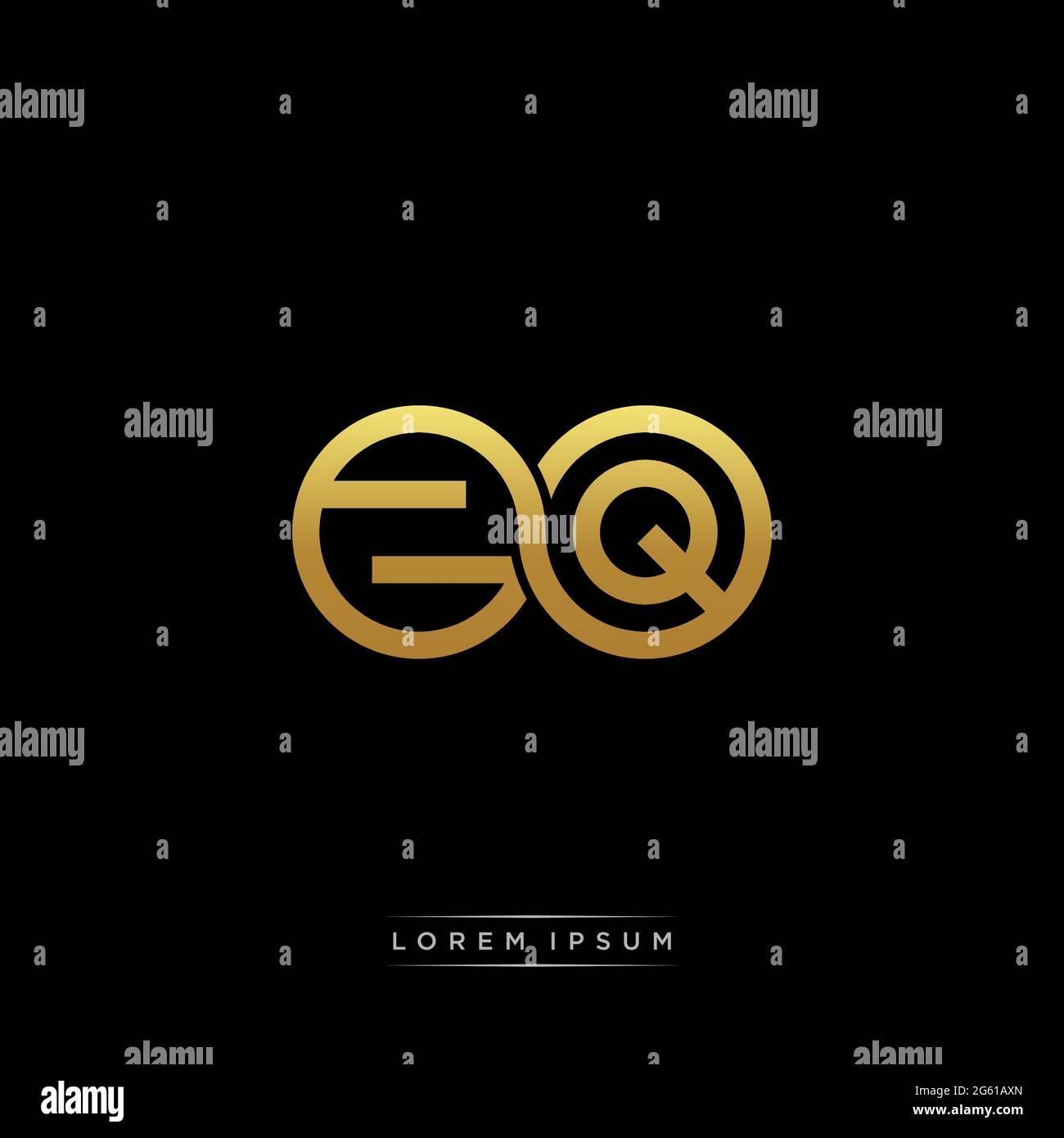 initial letter linked circle capital monogram logo modern template gold color version isolated on black background Stock Vector