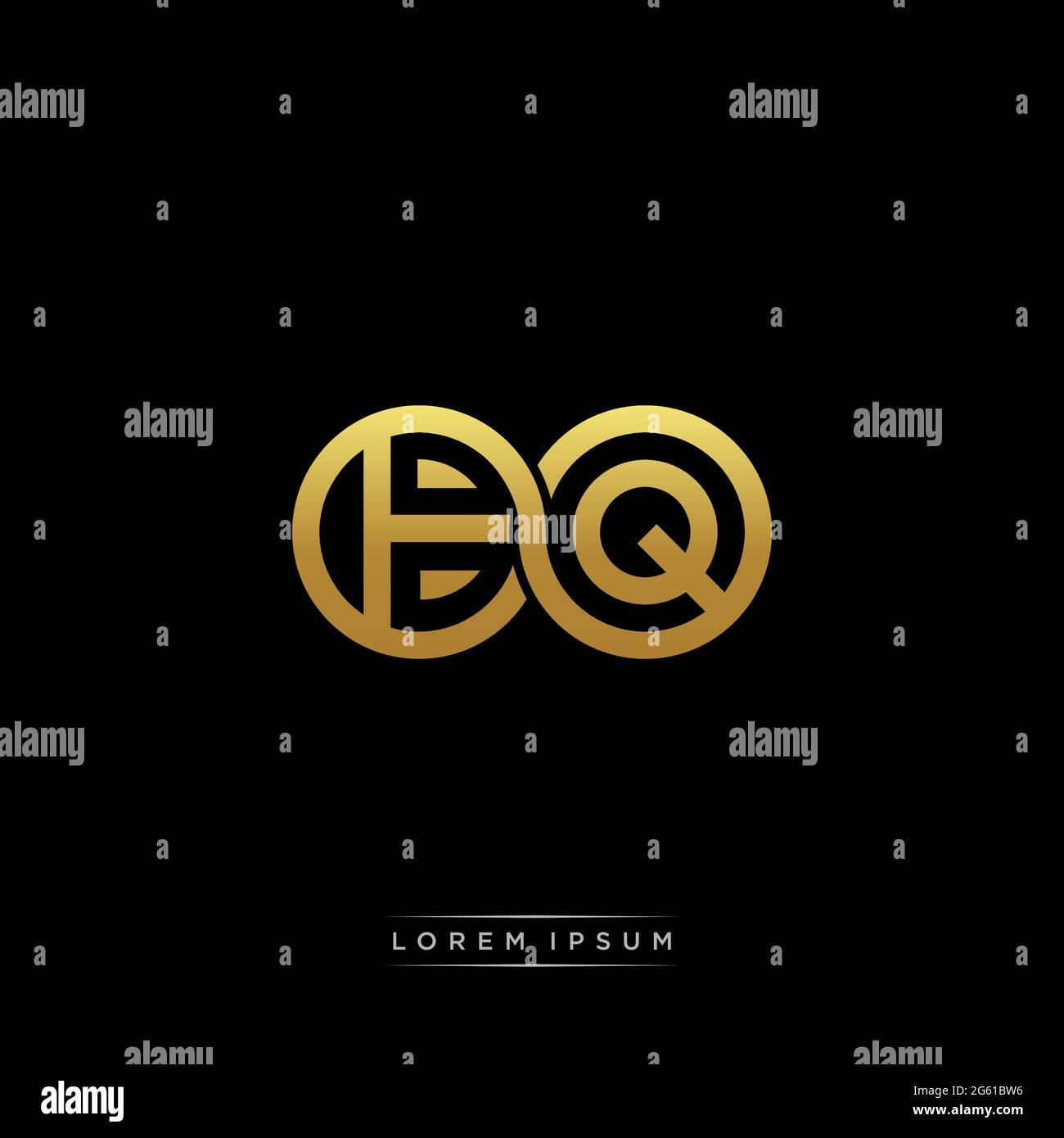 initial letter linked circle capital monogram logo modern template gold color version isolated on black background Stock Vector