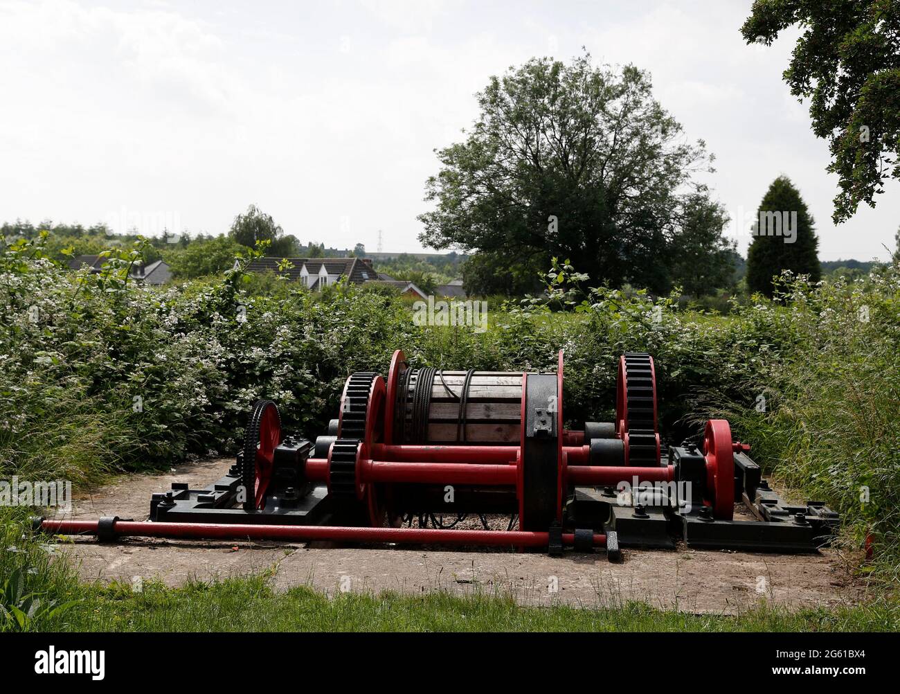 Swannington, Leicestershire, UK. 1st July 2021. Remains of the Calcutta pumping rods inspection engine on the former Swannington Incline. Swannington Stock Photo