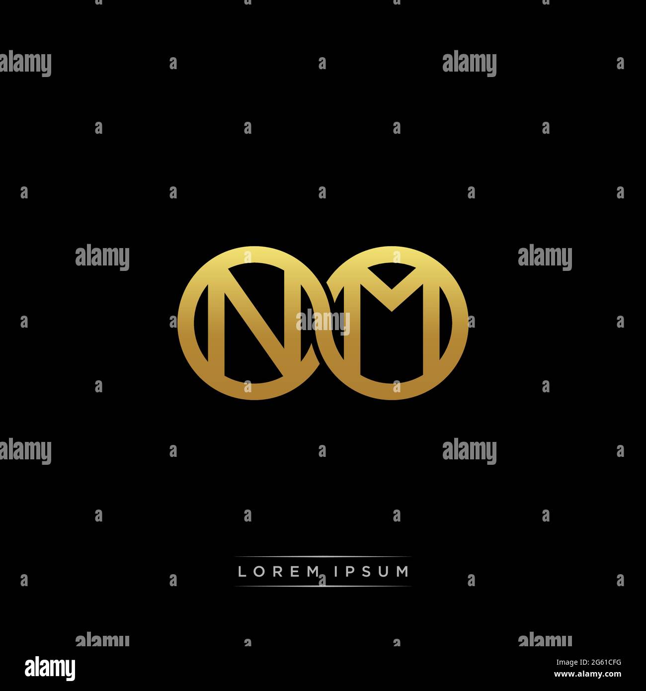 initial letter linked circle capital monogram logo modern template gold color version isolated on black background Stock Vector