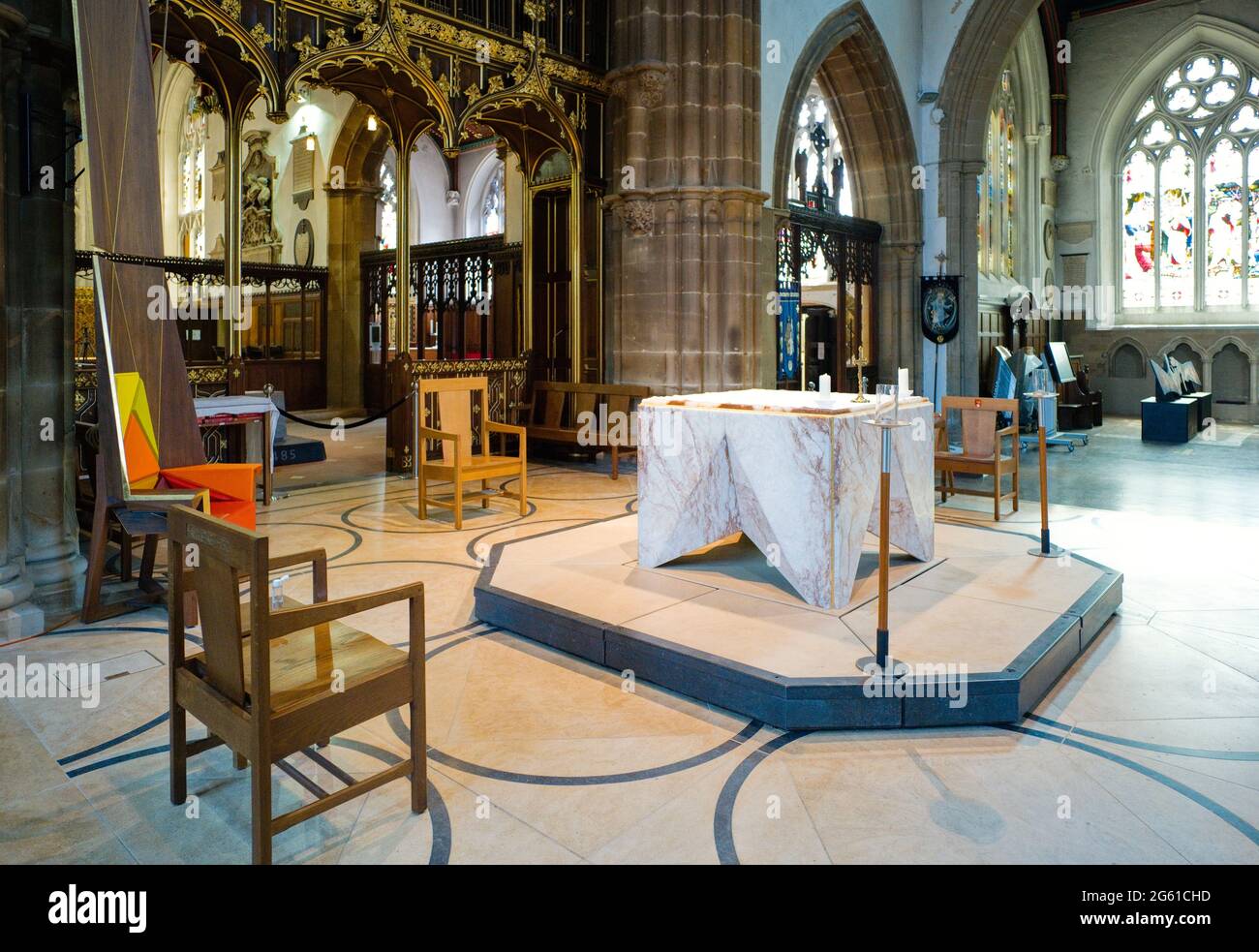 The main altar at St Martin's the Catherdral church of Leicester Stock Photo