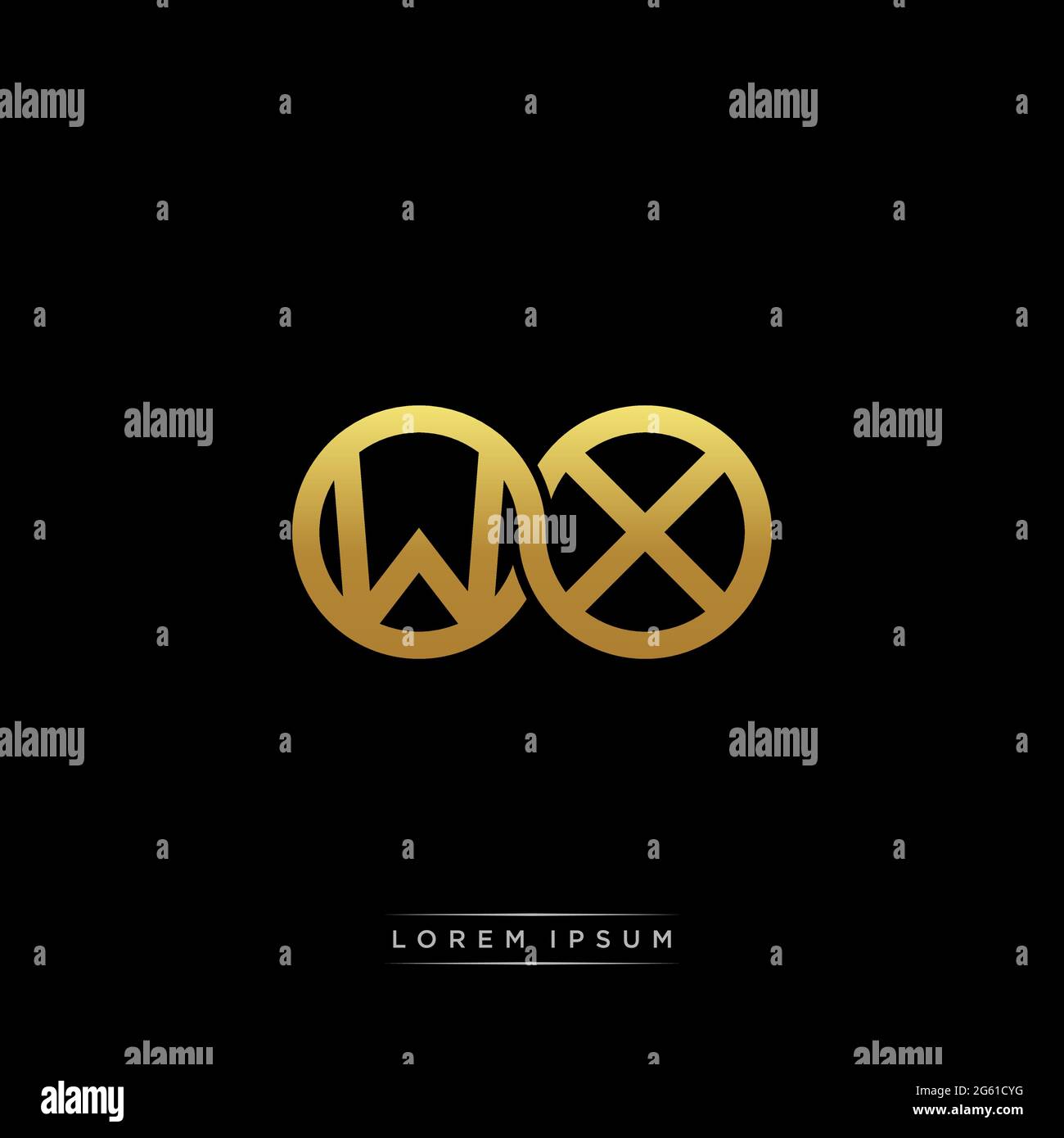 initial letter linked circle capital monogram logo modern template gold color version isolated on black background Stock Vector