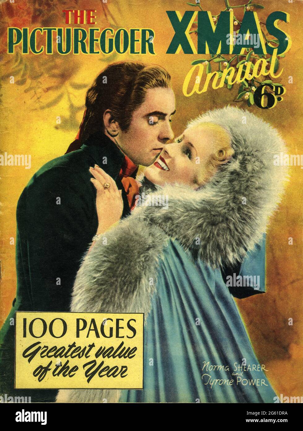 Front Cover of PICTUREGOER with TYRONE POWER and NORMA SHEARER in MARIE ANTOINETTE director W.S. VAN DYKE British Film Magazine Xmas Annual for Christmas 1938 Stock Photo