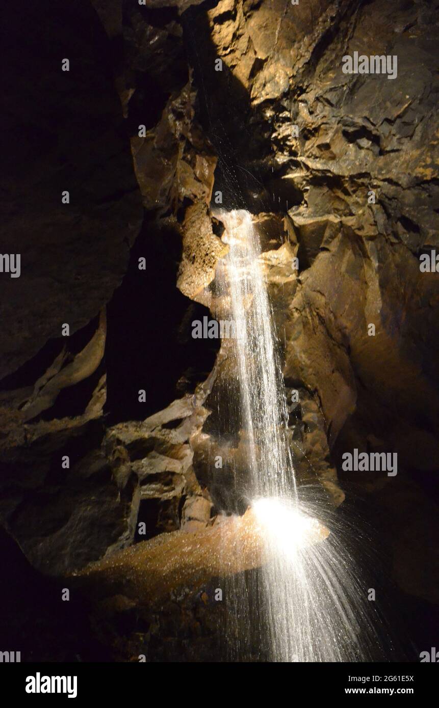 Stunning waterfall in a grotto in Aillwee Cave Stock Photo - Alamy