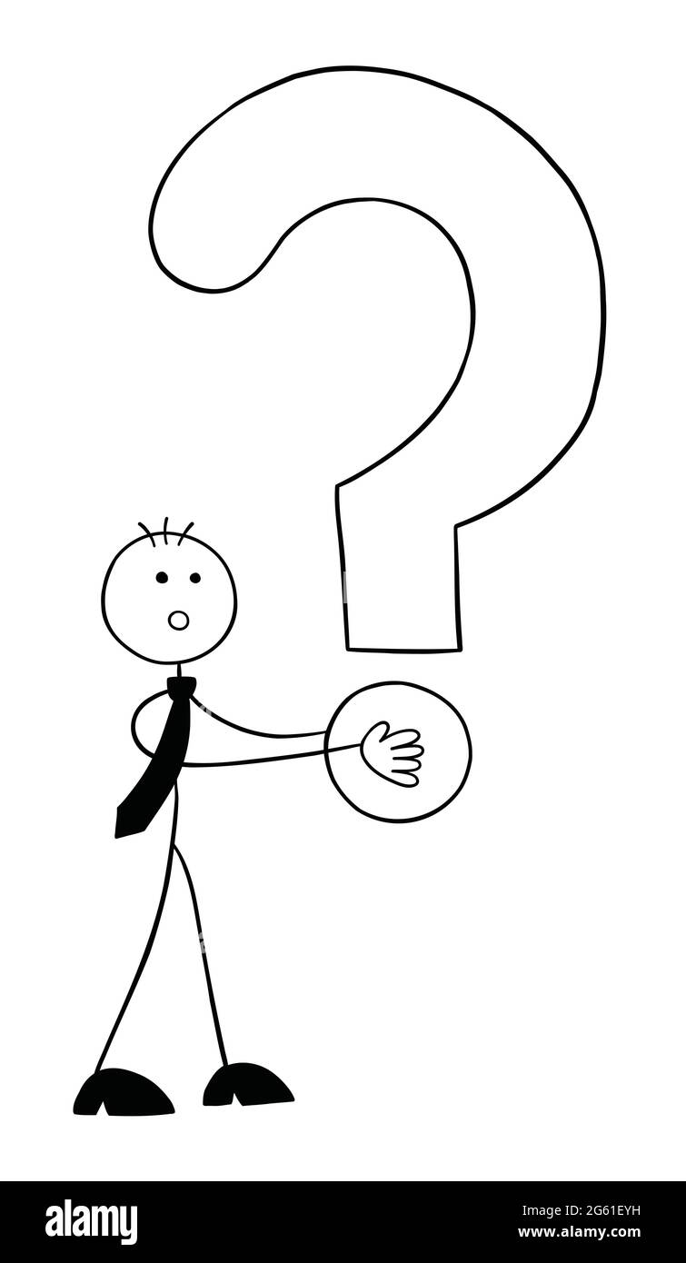 Stickman cartoon man standing with question mark Vector Image