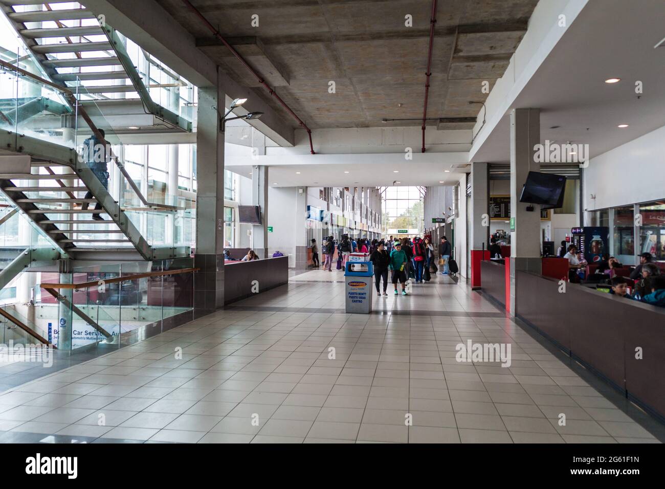 PUERTO MONTT, CHILE - MARCH 1, 2015: Interior of a bus terminal in Puerto Montt, Chile Stock Photo
