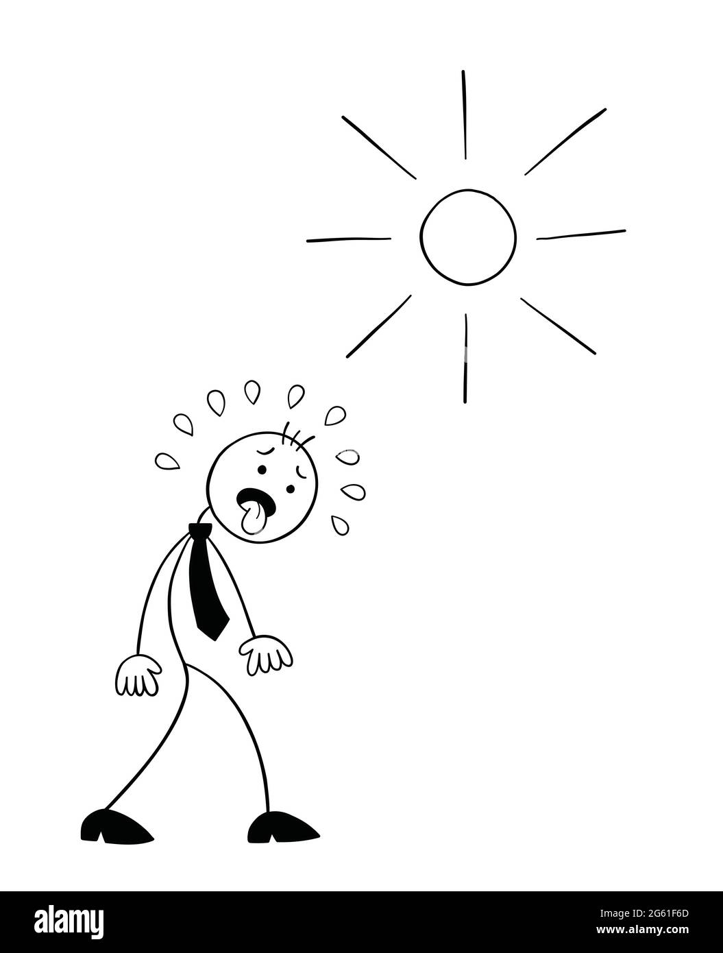 Stickman businessman character walks in hot weather and his tongue is out, vector cartoon illustration. Black outlined and white colored Stock Vector Image & Art - Alamy Stickman businessman character walks in hot weather and his tongue is out, vector cartoon illustration. Black outlined and white colored Stock Vector Image & Art - Alamy