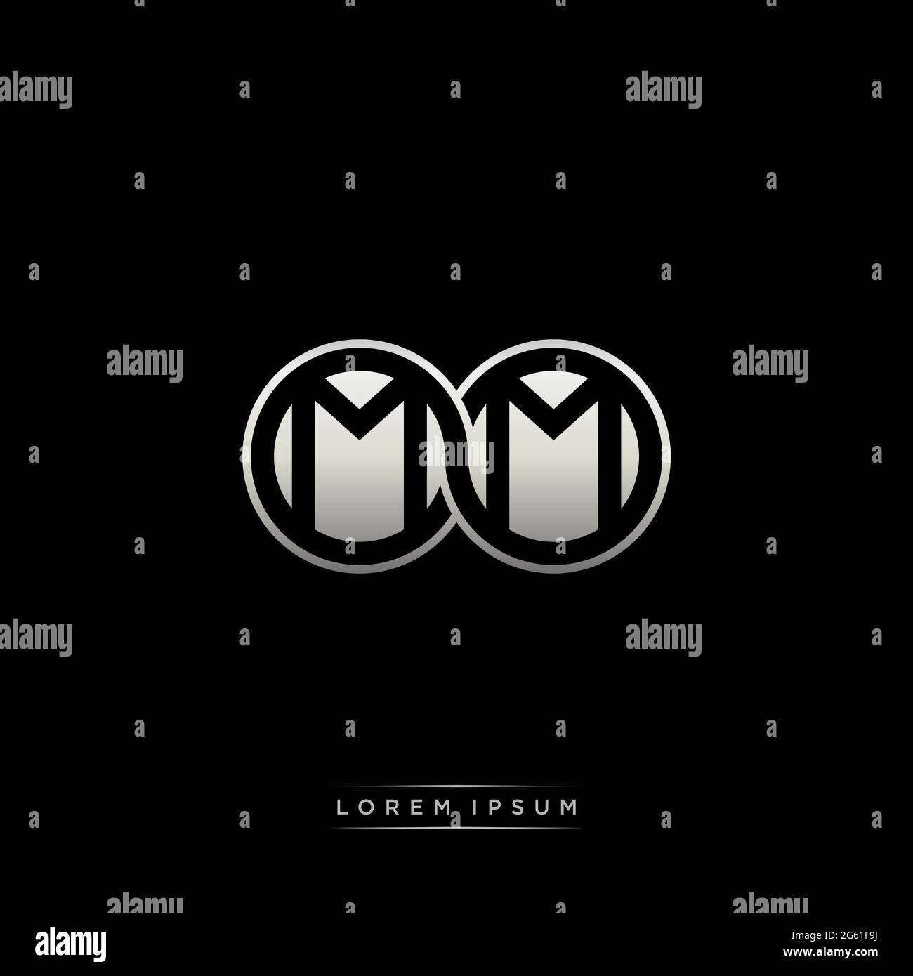 MM M M letter logo design. Initial letter MM linked circle