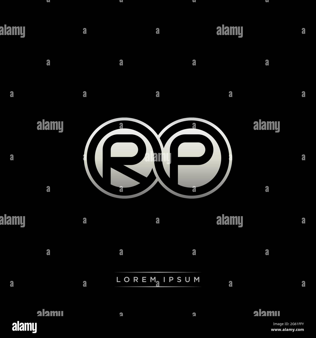 Initial letter linked circle capital monogram logo modern template gold color version isolated on black background Stock Vector