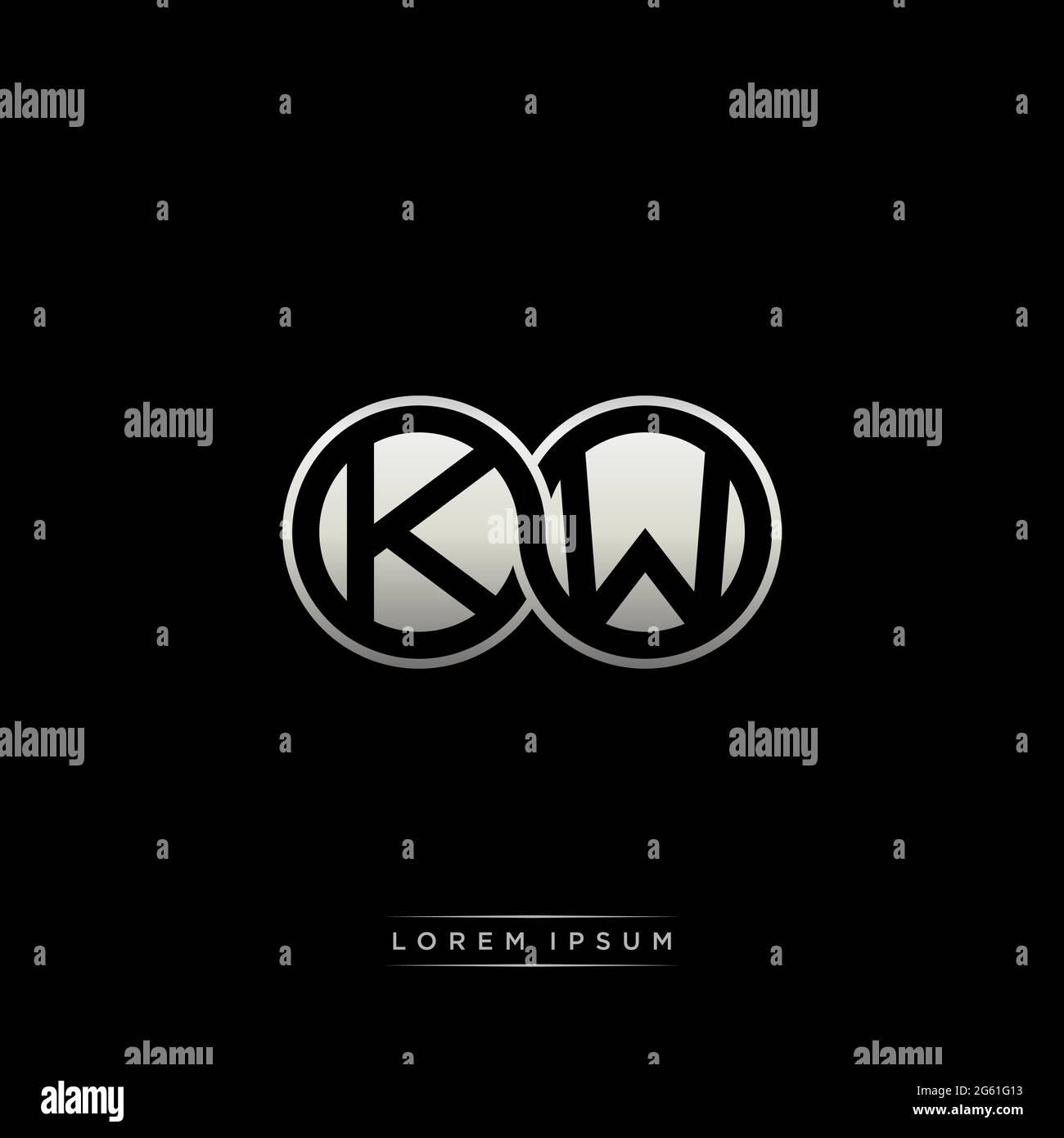 Initial letter linked circle capital monogram logo modern template gold color version isolated on black background Stock Vector