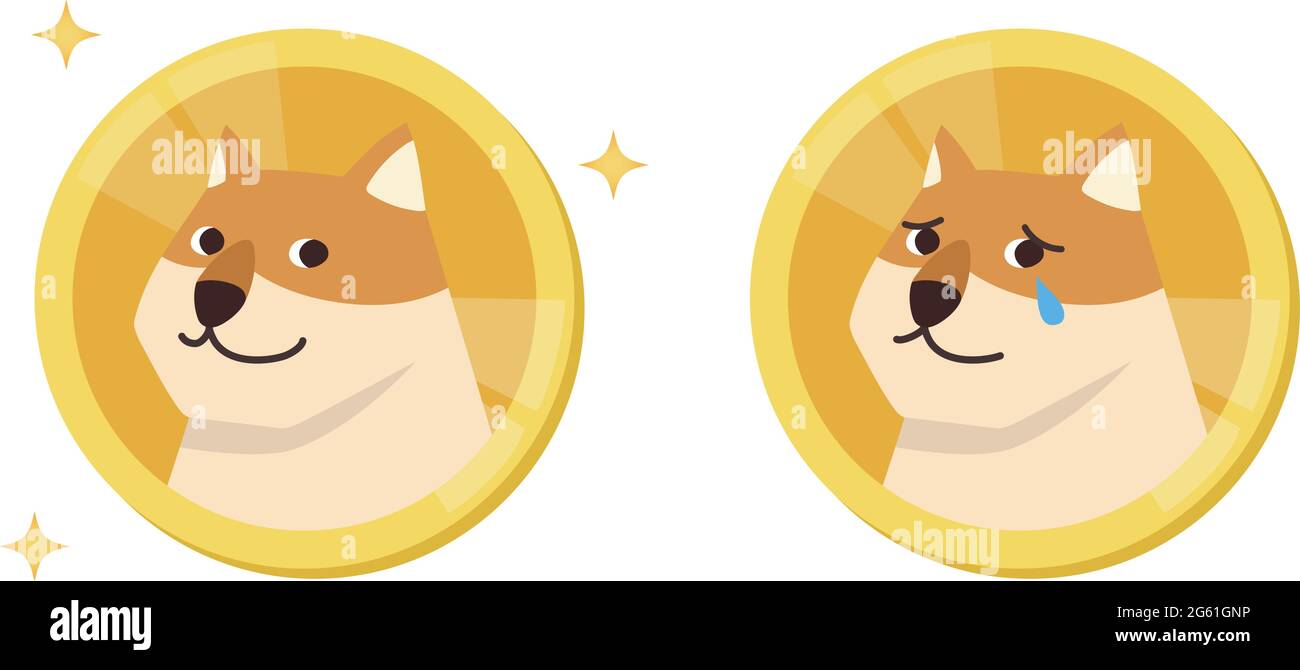 Dogecoin cryptocurrency without mainlones. Vector illustration isolated on white background. Stock Vector