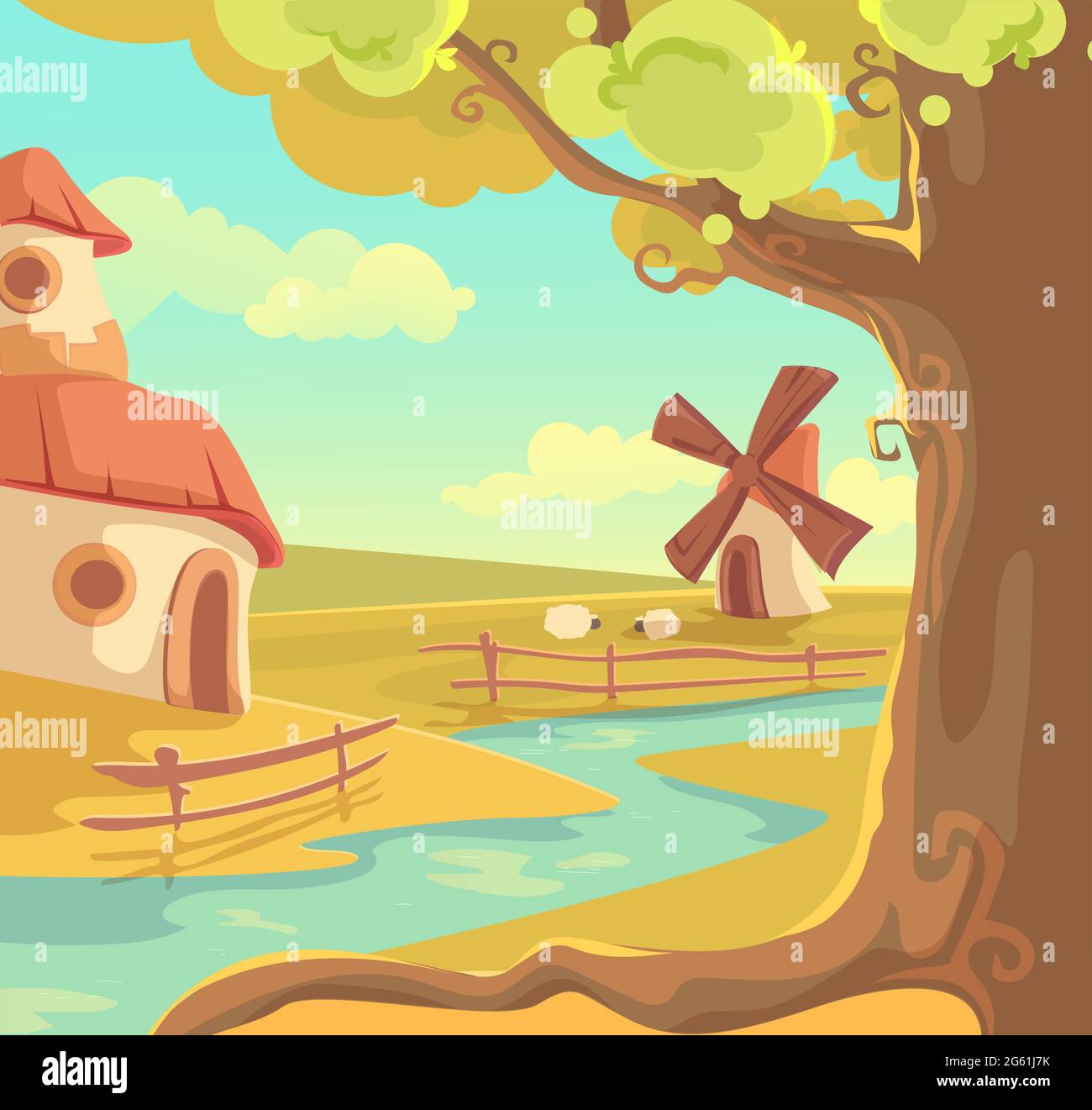 Fantasy rural landscape vector illustration, cute cartoon beautiful summer scenery, village with fairytale house cottage for magical character by Stock Vector Image & Art - Alamy Fantasy rural landscape vector illustration, cute cartoon beautiful summer scenery, village with fairytale house cottage for magical character by Stock Vector Image & Art - Alamy