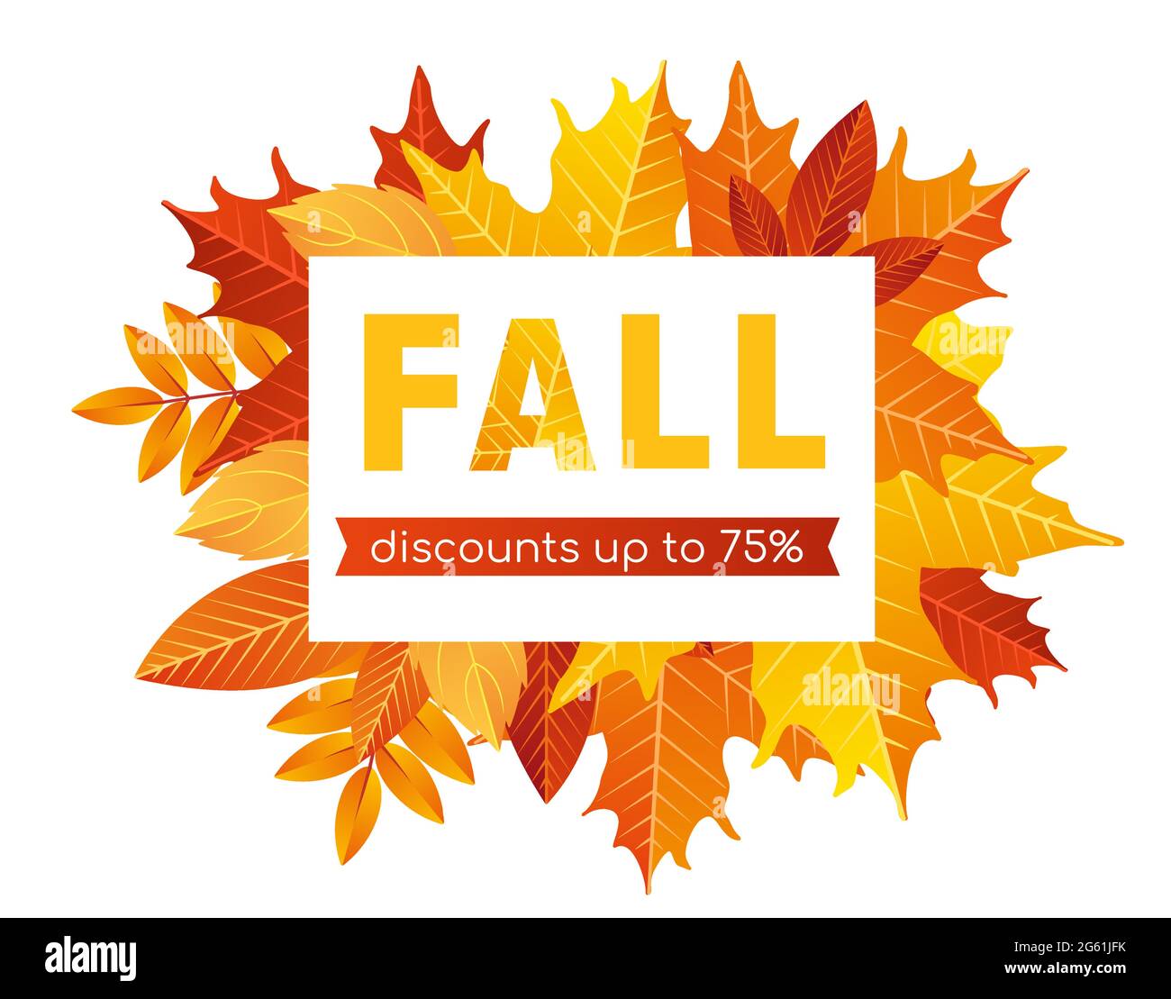 Fall sale lettering background vector illustration, cartoon flat