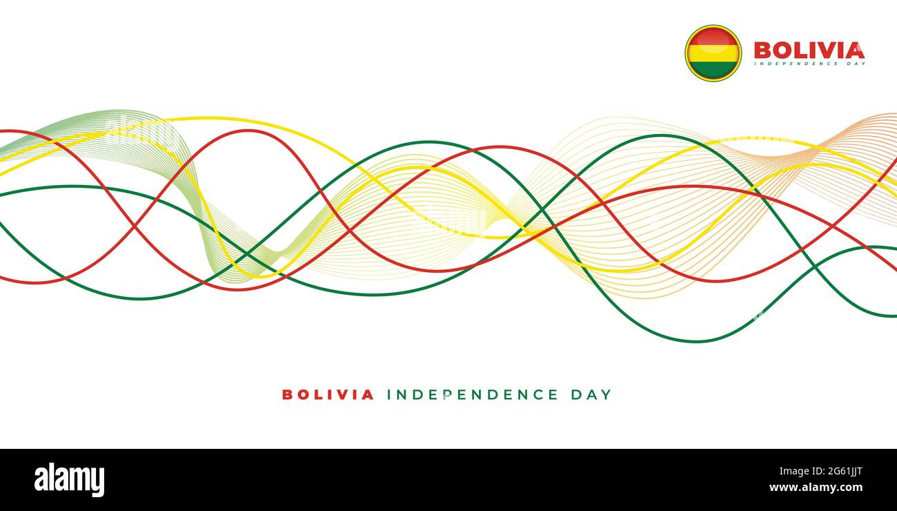 Bolivia Independence Day with red, yellow, and green line colors design. good template for Bolivia National Day design. Stock Vector