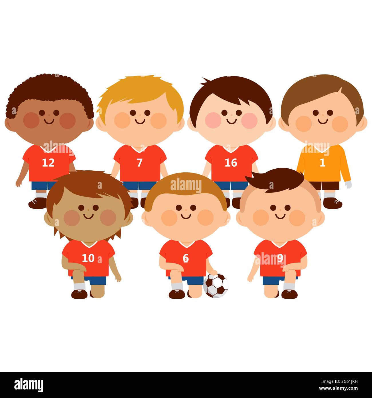 Team of children soccer players in soccer uniforms Stock Photo Alamy