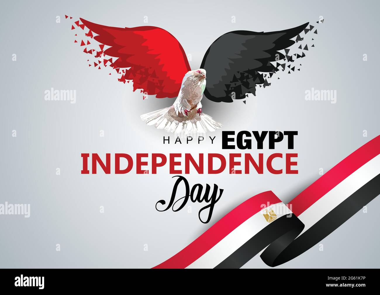 happy independence day Egypt. flying dove with Egyptian flag. vector illustration design Stock Vector