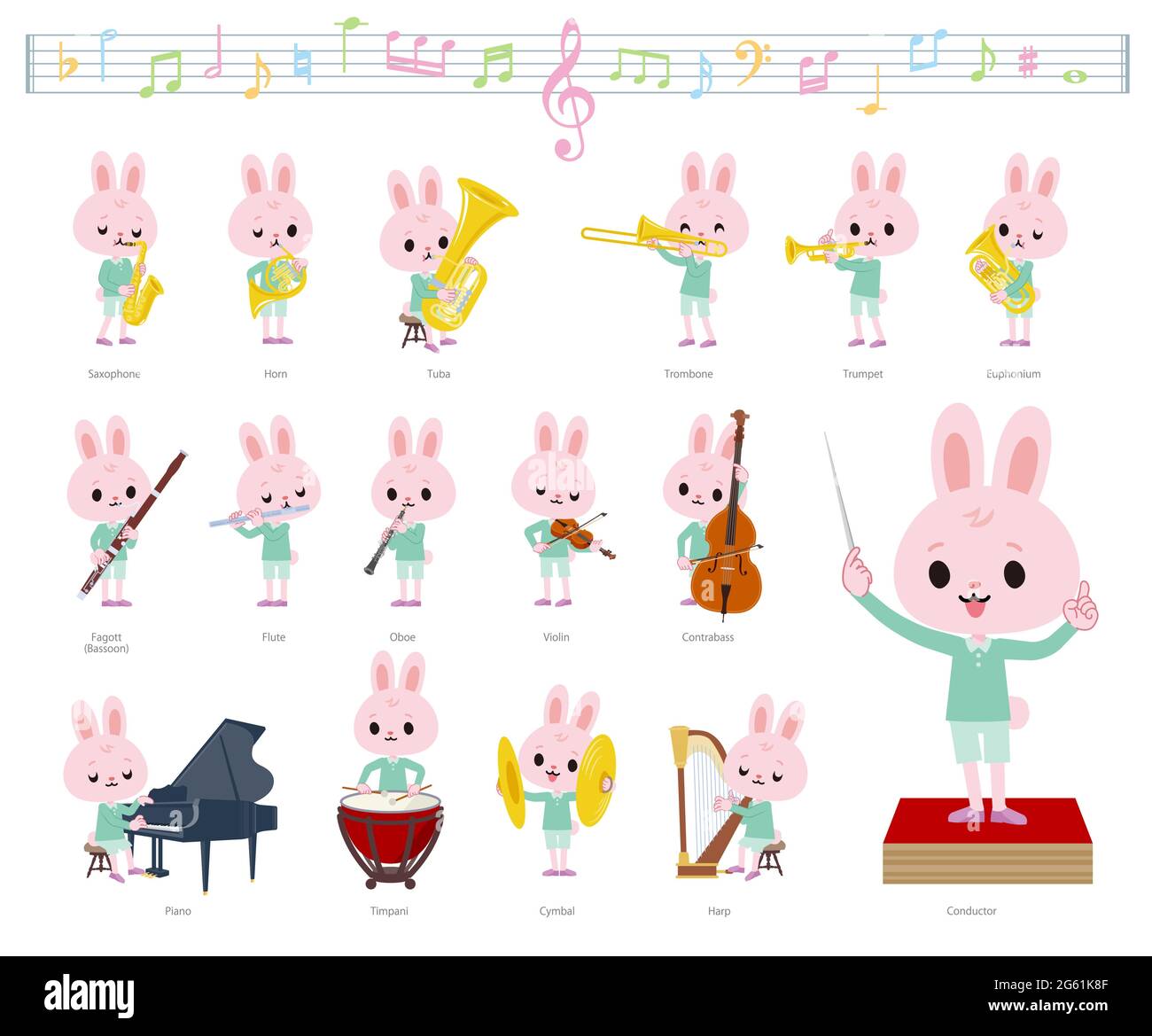 A set of Rabbit boy on classical music performances.It's vector art so ...