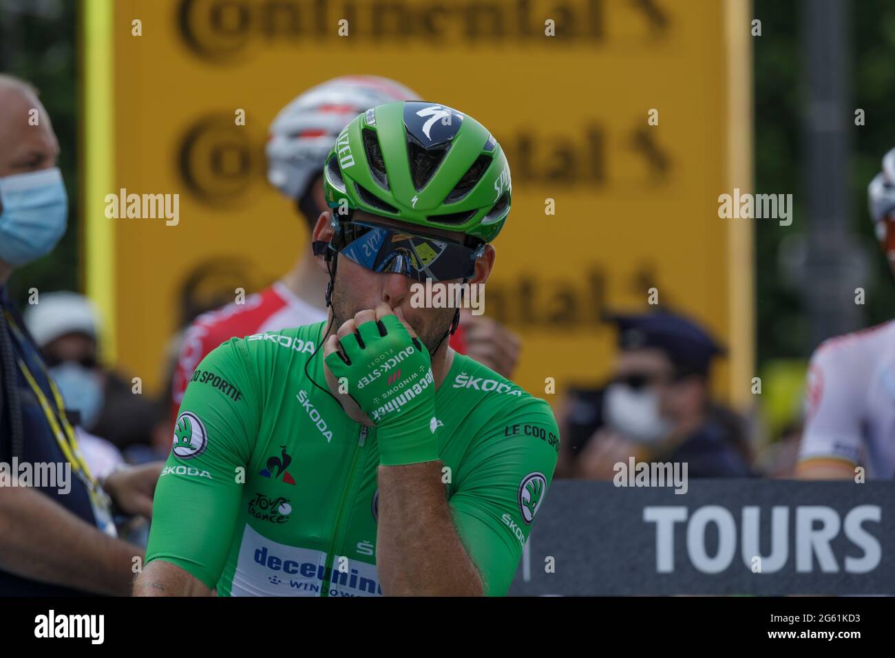 Tours, France. 01st July, 2021. Mark Cavendish at the start of the Tour de France in Tours, France. Credit: Julian Elliott/Alamy Live News Stock Photo