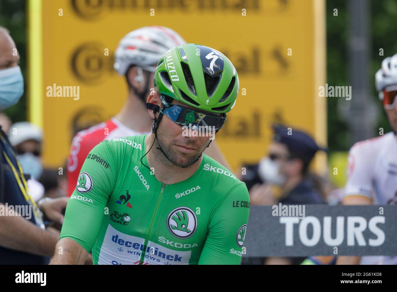 Tours, France. 01st July, 2021. Mark Cavendish at the start of the Tour de France in Tours, France. Credit: Julian Elliott/Alamy Live News Stock Photo