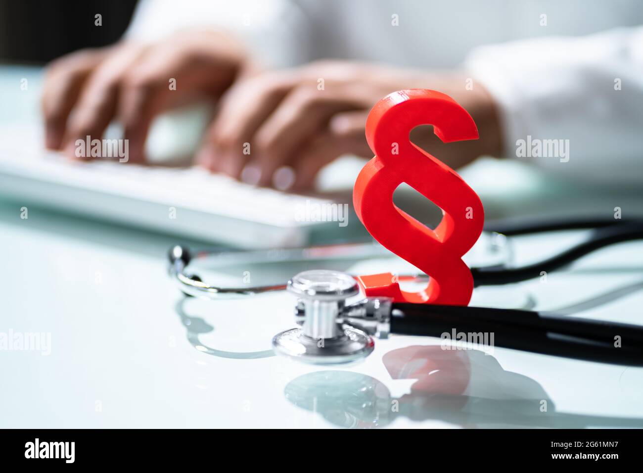Medical Malpractice In Healthcare. Stethoscope And Paragraph Stock Photo