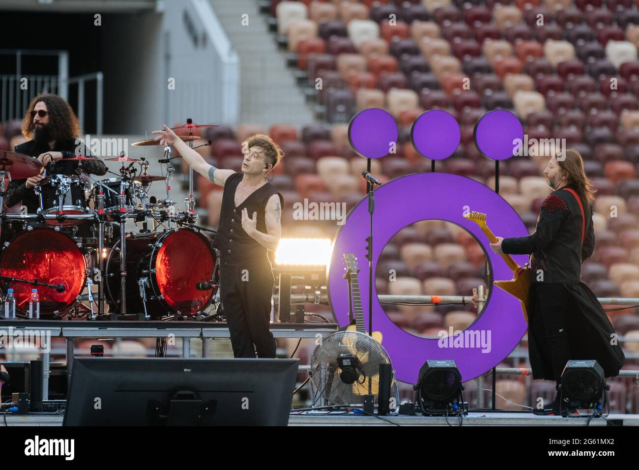 June 27, 2021. - Russia, Moscow. - Belarusian rock band Bi-2 performs ...