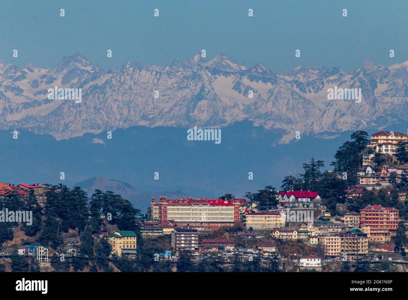 Panoramic view of Shimla, Himachal Stock Photo