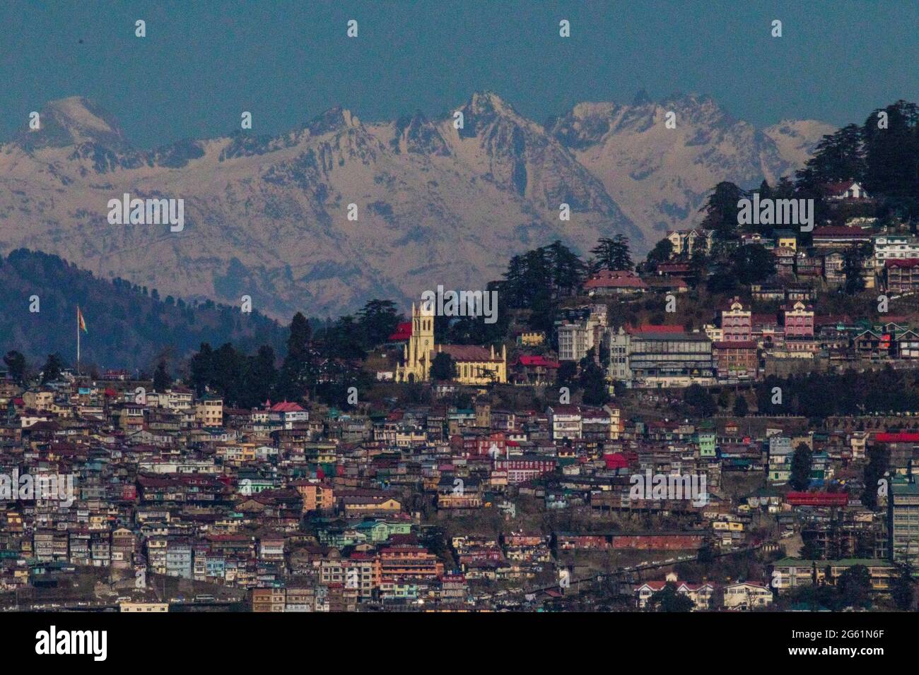 Panoramic view of Shimla, Himachal Stock Photo