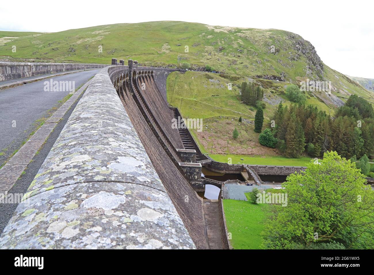 Claerwen Dam, Elan Valley, Wales, UK Stock Photo