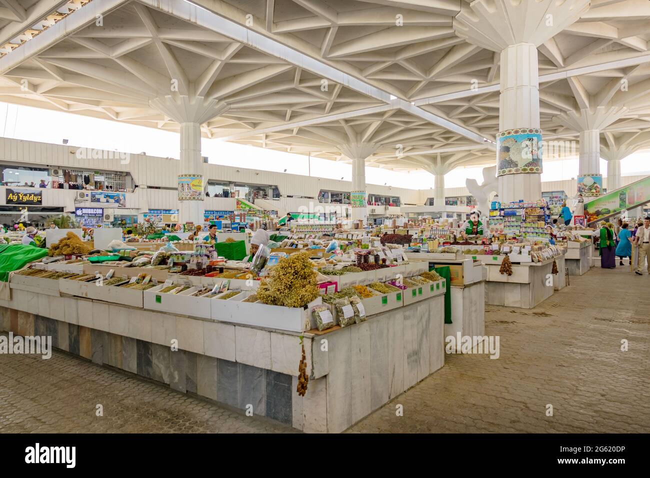 The Russian Bazaar, famous market in Ashgabat, Turkmenistan. Stock Photo
