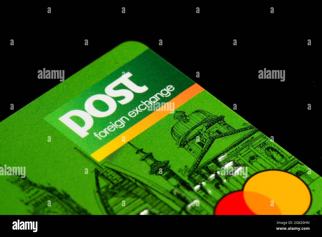 A prepaid multi currency PostFX card issued by An Post or the Irish Post in Ireland Stock Photo