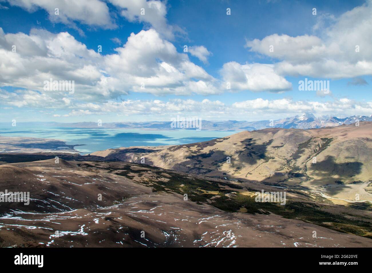 Mountains in National Park Los Glaciares, Patagonia, Argentina. Lago Viedma lake in background. Stock Photo