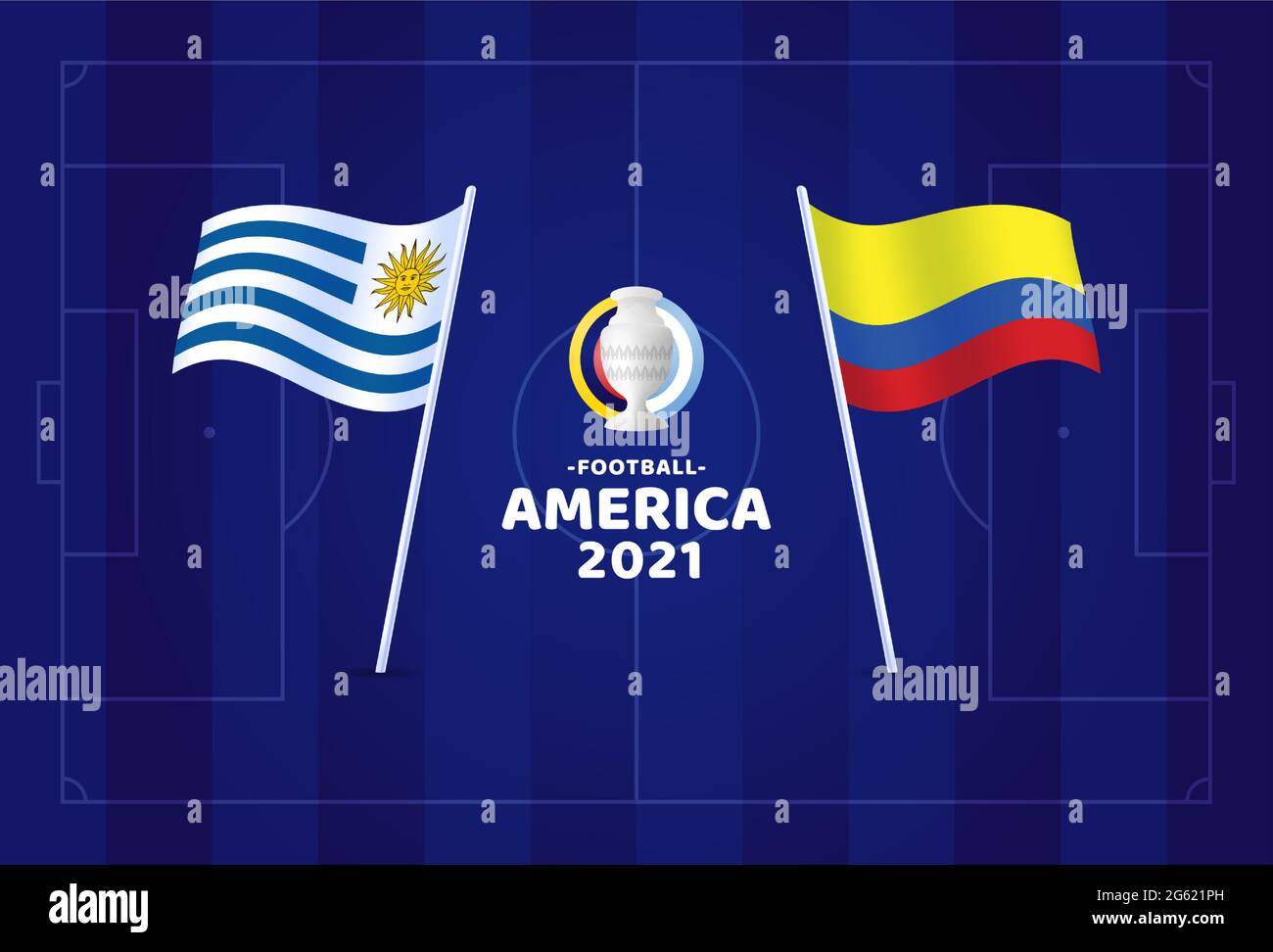 Uruguay vs Colombia match vector illustration Football 2021