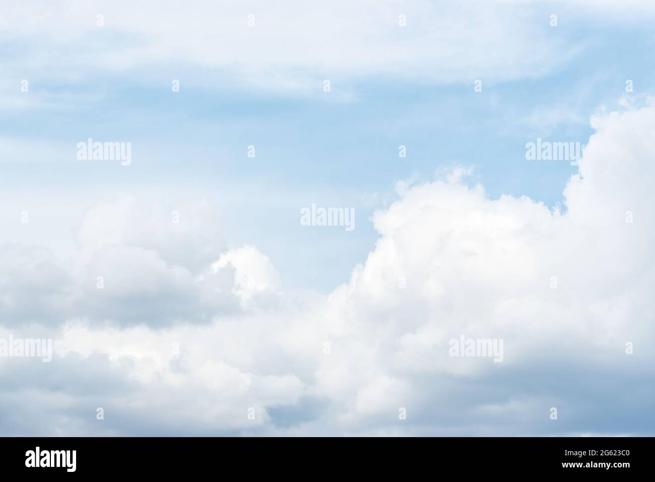 Blue sky background with clouds before rain. Stock Photo